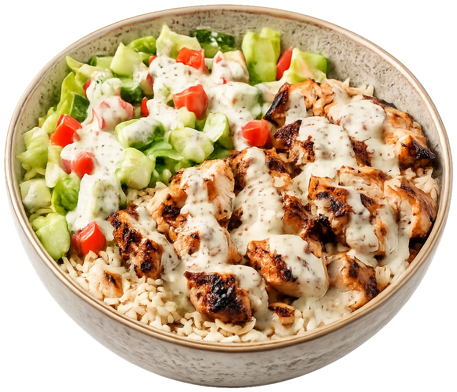 Chicken over rice bowl