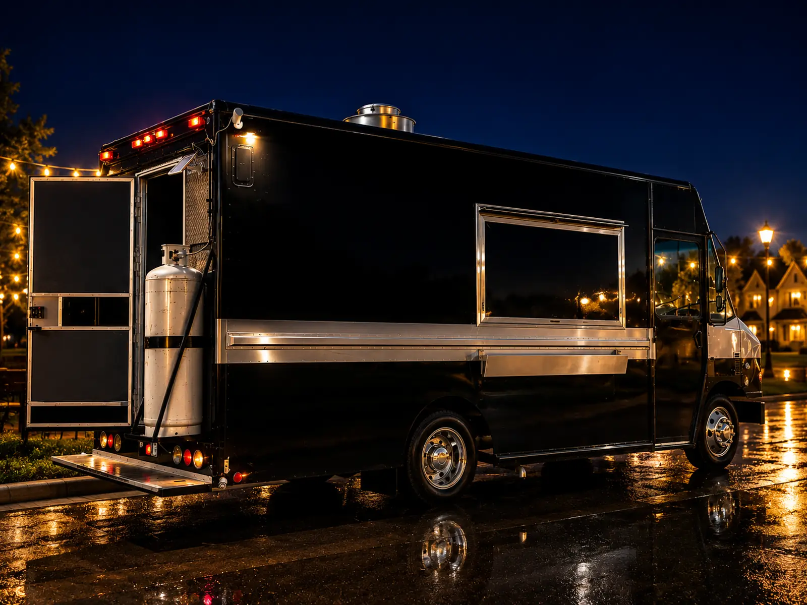 Roll-In Shawarma food truck at night
